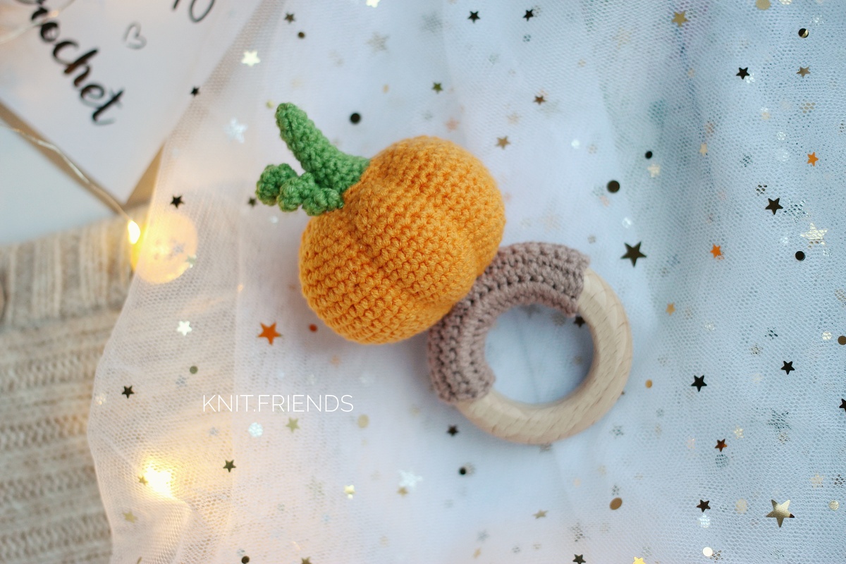 Crochet pattern baby rattle pumpkin