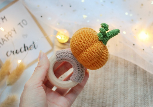 Crochet pattern baby rattle pumpkin