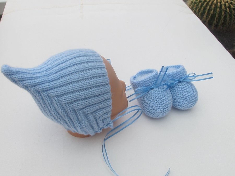 Teufelsmütze mit Babyschuhen Gr. 48/50 für Babys und Reborns