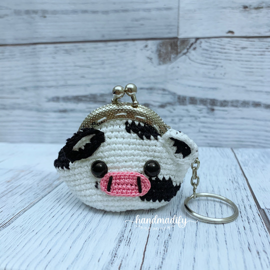 2 in 1- Cow Coffee Cozy - Cow Coin Purse , Crochet Pattern
