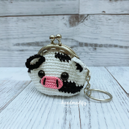 2 in 1- Cow Coffee Cozy - Cow Coin Purse , Crochet Pattern