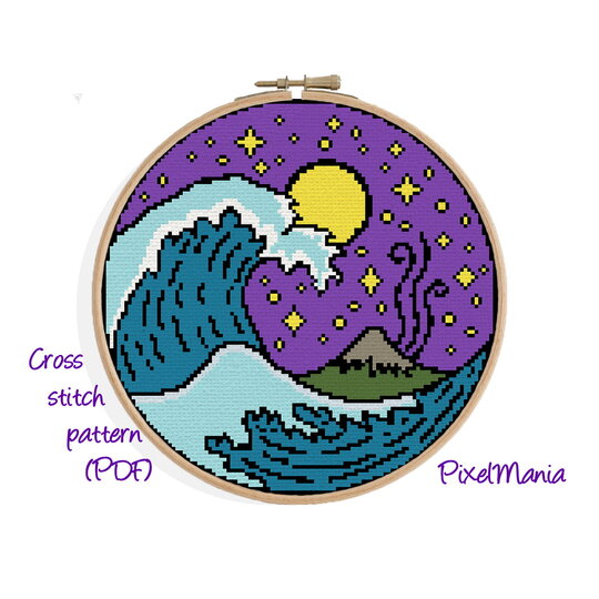 Kreuzstich * Die perfekte Welle * Grafik für Stickbild