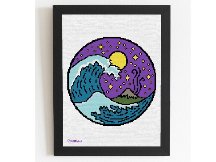 Kreuzstich * Die perfekte Welle * Grafik für Stickbild