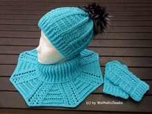 Häkelanleitung 3er-Set Albatros - Schalkragen + Handstulpen + Mütze