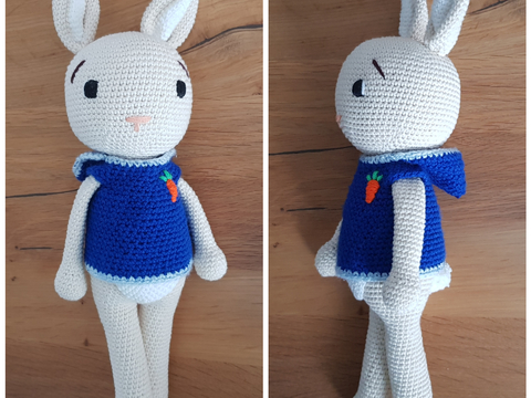 Süßer XL Hase mit Hoody Häkelanleitung (ca.35 cm)