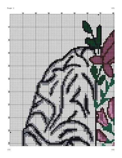 Flower brain, counted cross stitch pattern