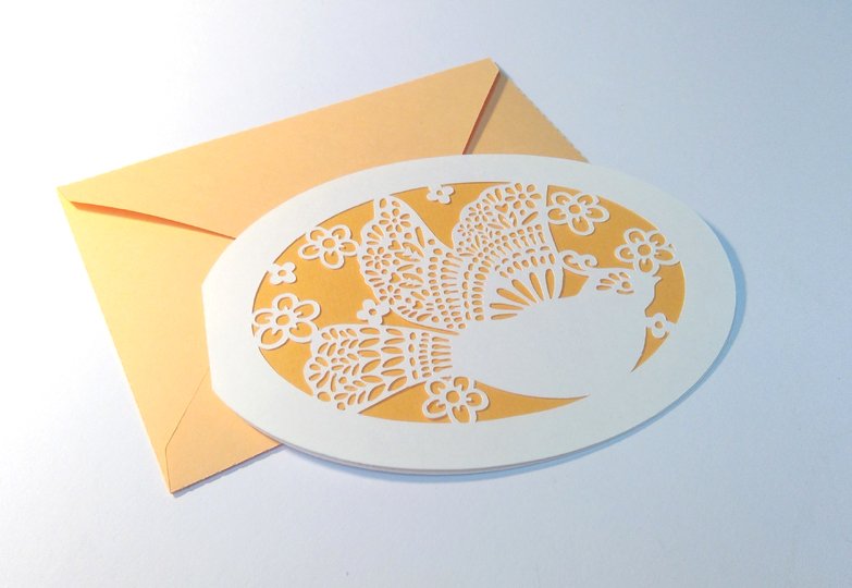 Karte Taube mit Kuvert Plotterdatei SVG DXF