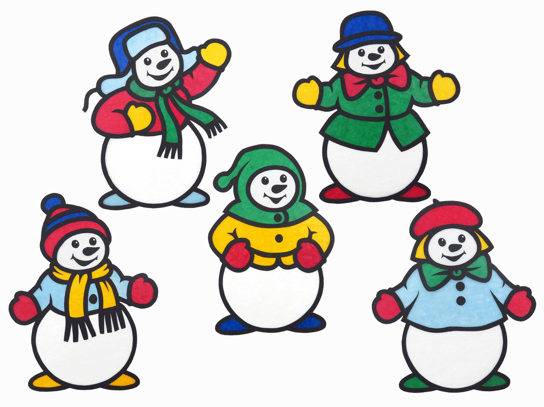 Fensterbild – Schneemänner – Bastelanleitung und Vorlagen