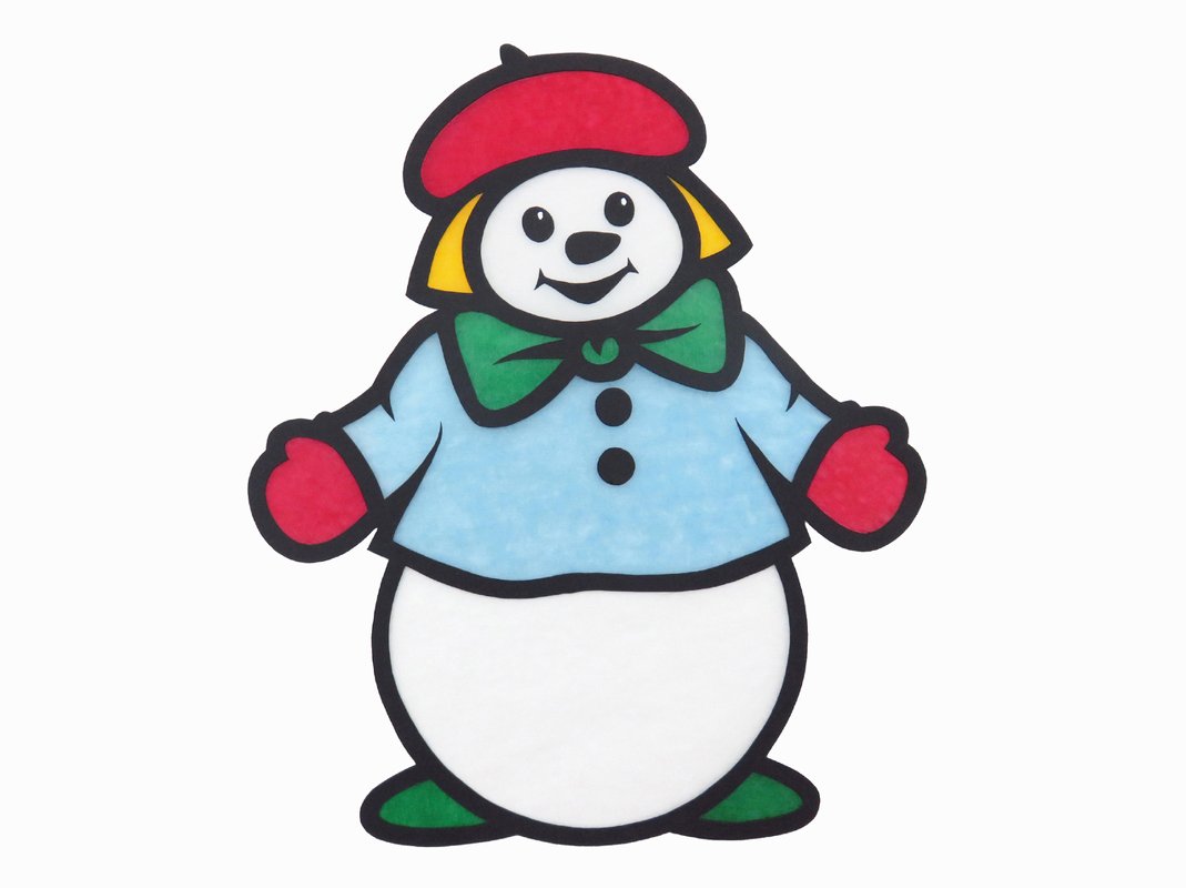Schneemann Papiervorlage mit klaren schwarzen Konturen
