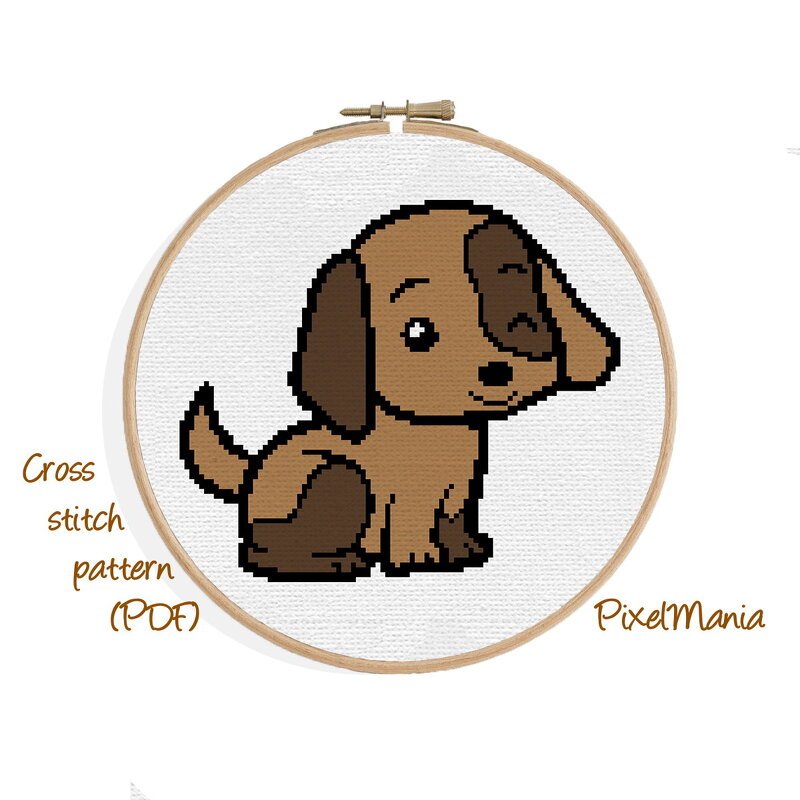 Kreuzstich * Hund - Puppy * Grafik für Stickbild