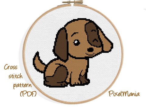 Kreuzstich * Hund - Puppy * Grafik für Stickbild