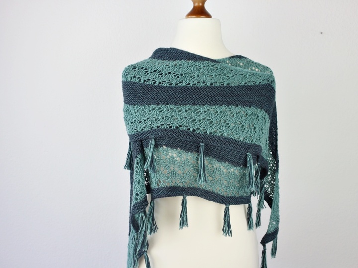 Strickanleitung Tuch halbrund, Lace & Fransen, Sommertuch stricken PDF