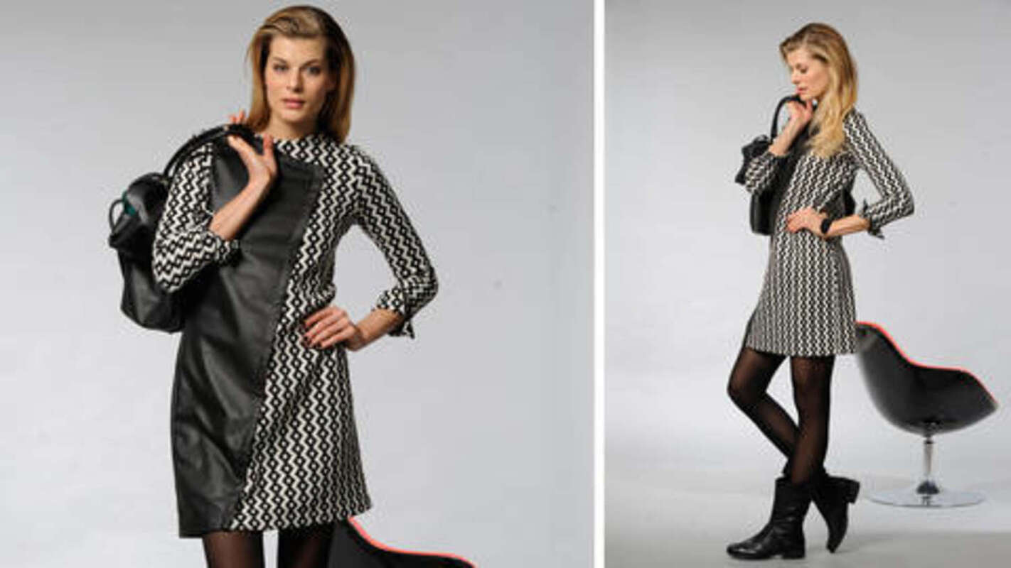 Nähanleitung: Etuikleid mit asymmetrischem Vorderteil aus Lederimitat