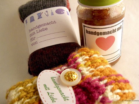 "handgemacht" 80 Anhänger, Etiketten und Banderolen zum Ausdrucken