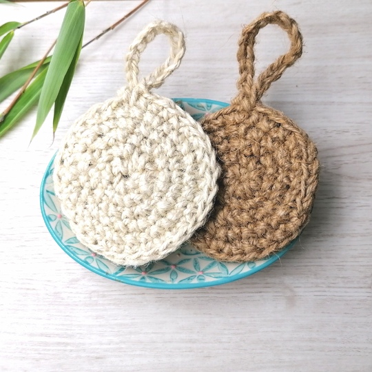 Spülschwamm / Topfschwamm aus Jute oder Hanf Häkelanleitung
