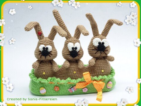 Häkelanleitung Lustiges Osterhasentrio