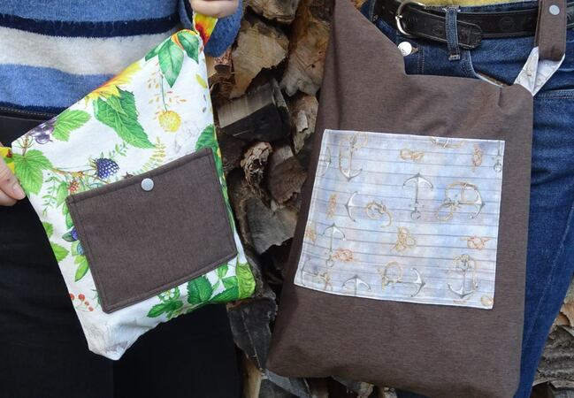 Umschlagtasche Sam zum wenden in 2 Größen aus Softshell und Canvas