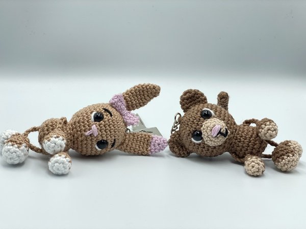 Crochet Pattern - keychain monkey and bunny