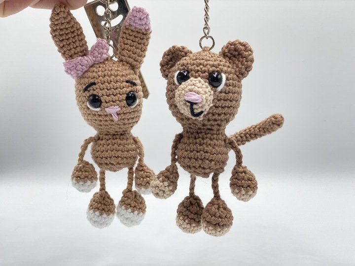 Häkelanleitung - Schlüsselanhänger Affe und Hase