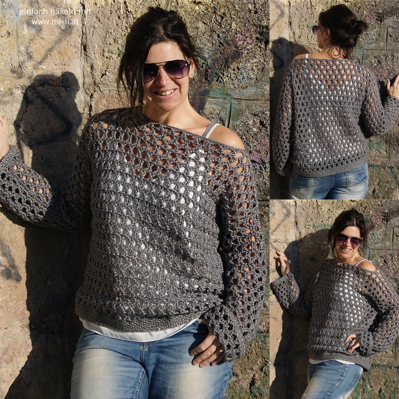 Häkelpulli CROSS (Gr. S/M, L/XL, ganz leicht anzupassen) - Bild 3