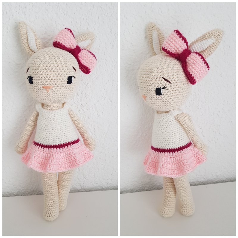 XL Hasendame mit Kleidchen Häkelanleitung (ca.35 cm)