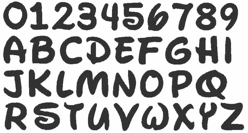 Buchstaben Zahlen in 3cm 4cm und 5cm Stickdatei
