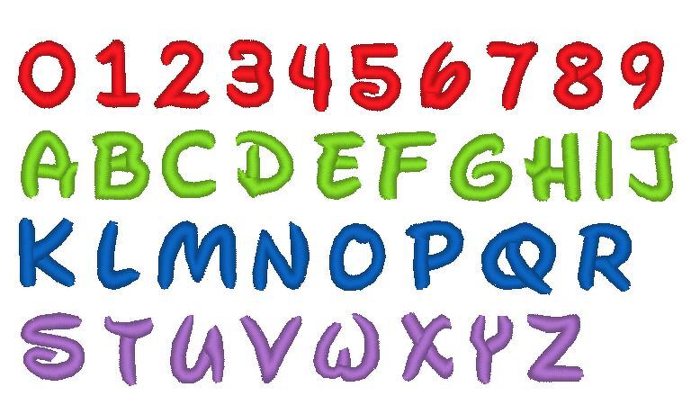 Buchstaben Zahlen in 1cm 1,5cm und 2cm Stickdatei