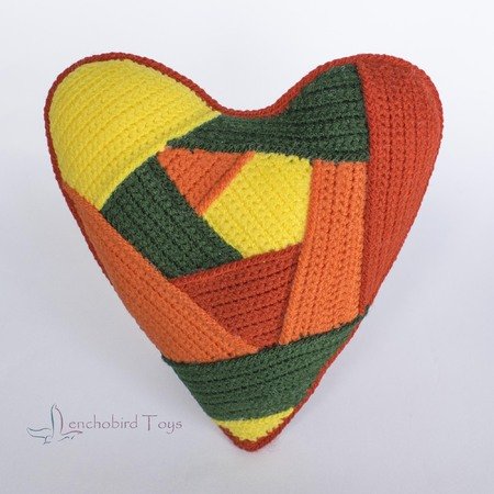 Crochet pattern for colorful Patchwork Heart. Valentine's Day gift.