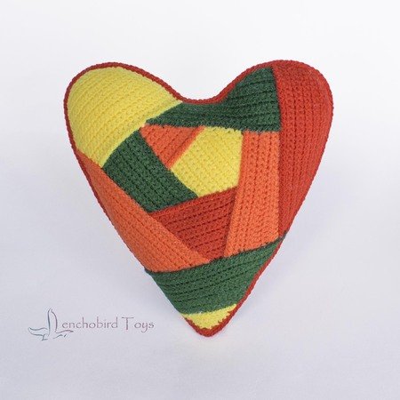 Crochet pattern for colorful Patchwork Heart. Valentine's Day gift.