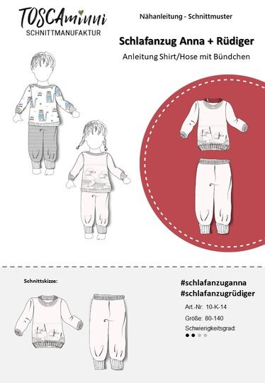 Pattern Children's Pyjamas Anna + Rüdiger for sewing beginners