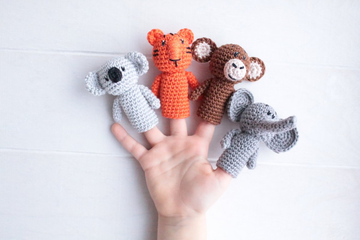 Häkelanleitung Fingerpuppen "Zoo"