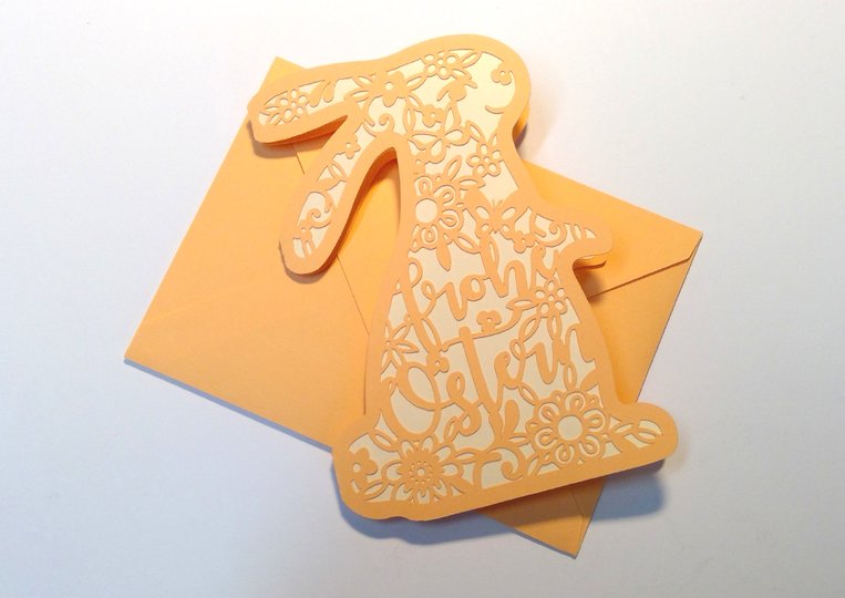 Karte Osterhase mit Kuvert Plotterdatei SVG DXF