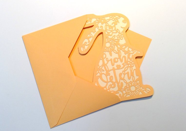 Karte Osterhase mit Kuvert Plotterdatei SVG DXF