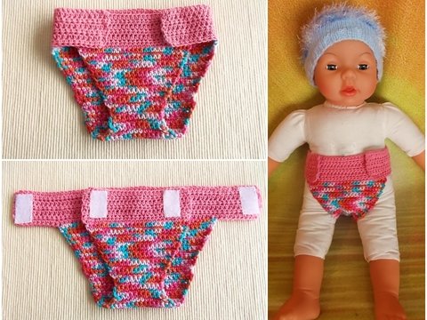 Windel für Puppen 45-50 cm - Häkelanleitung