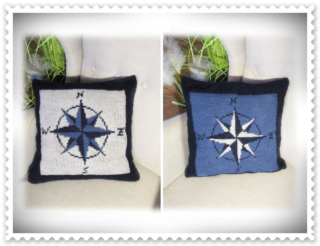 Häkelanleitung Kompasskissen Nautik