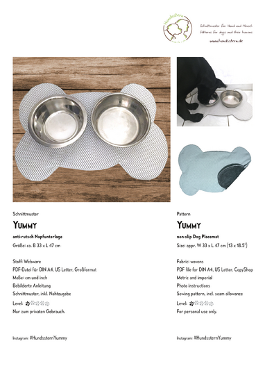 YUMMY non-slip bowl mat for dogs. Sewing pattern