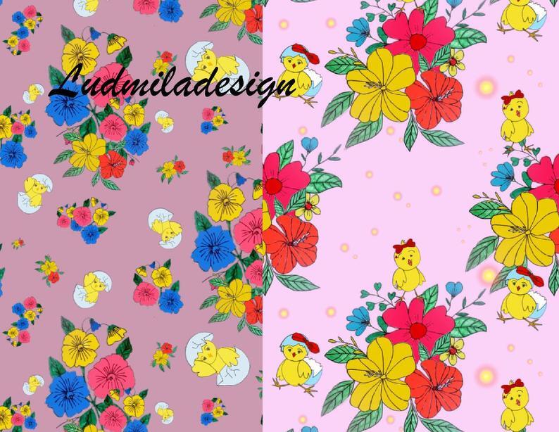 Cute chickens digital paper - Image 2