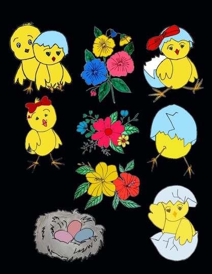 Cute chickens clipart, 9 format PNG, chickens clipart