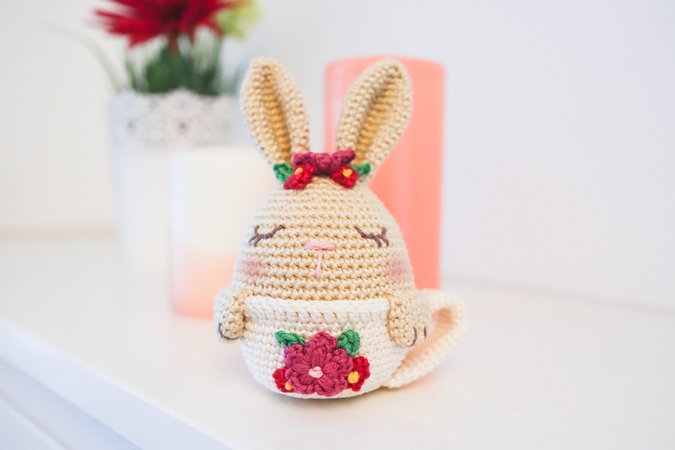 Crochet pattern tea bunny