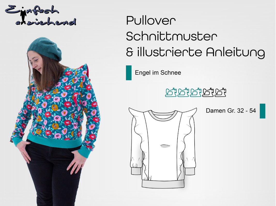 Schnittmuster Pullover Engel im Schnee Gr. 32 - 54