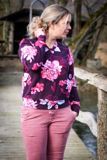 Schnittmuster Pullover mit Rüsche, Volant, uvm. in Damen Gr. 32 - 54