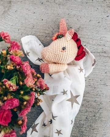 Crochet pattern stelle unicorn baby lovey holder