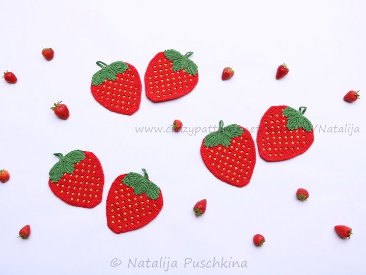 Häkelanleitung für Topflappen 'Erdbeeren'