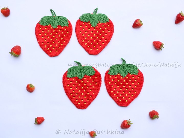 Häkelanleitung für Topflappen 'Erdbeeren'