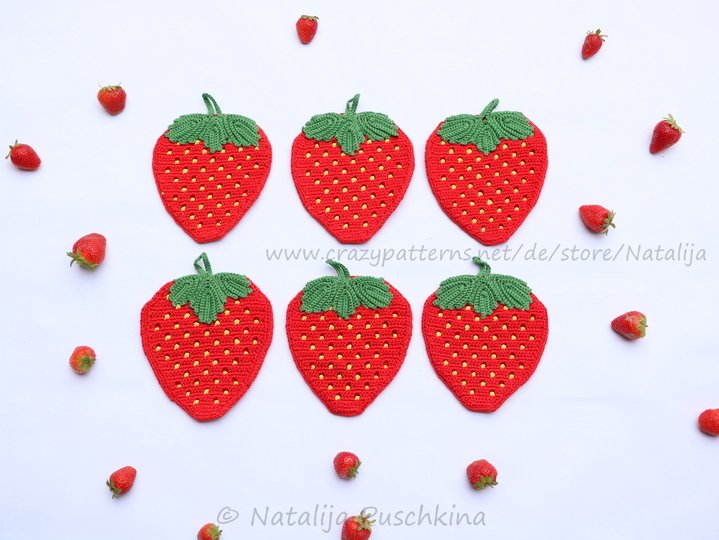 Häkelanleitung für Topflappen 'Erdbeeren'