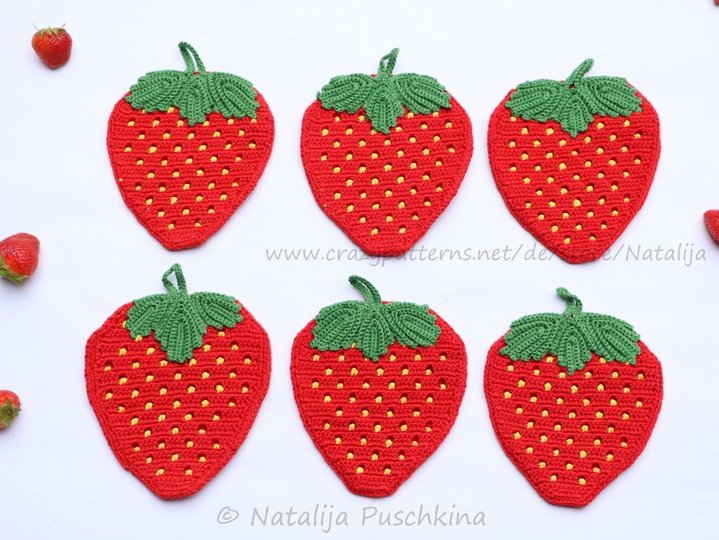 Häkelanleitung für Topflappen 'Erdbeeren'