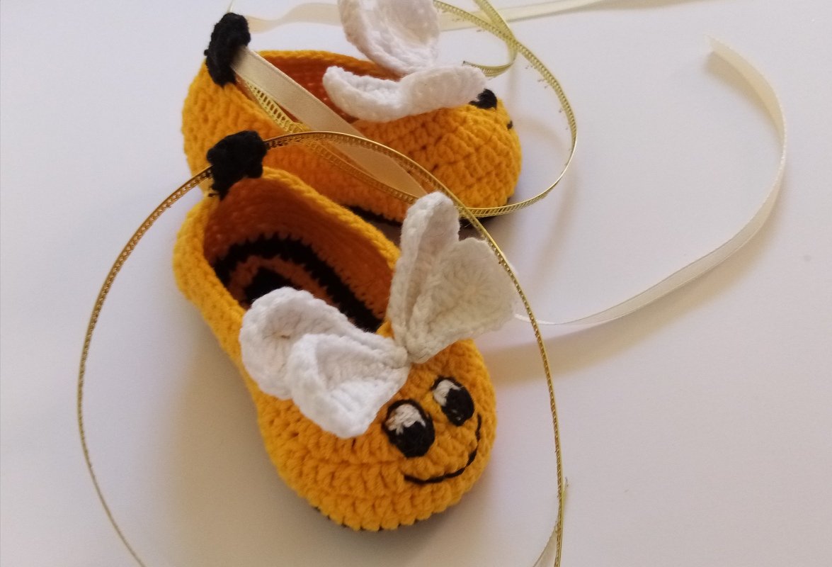 Babyschuhe - Biene. Häkelanleitung - Bild 2