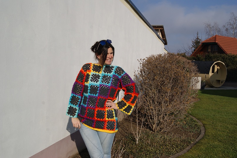 Häkelpulli GRANNYRAINBOW (Gr. S - XL)