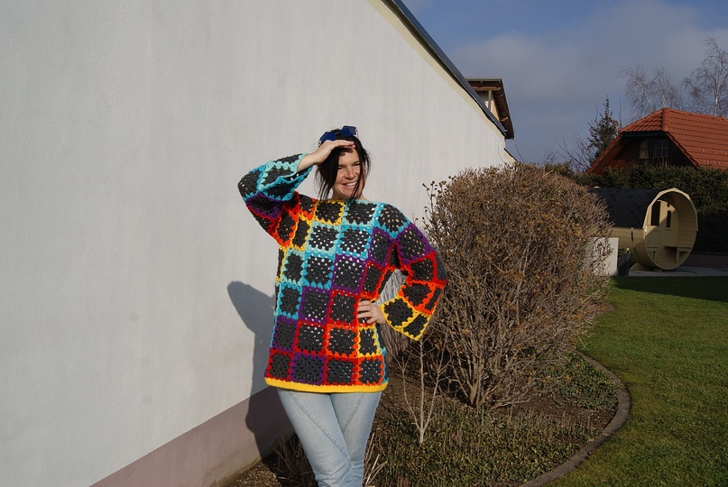 Häkelpulli GRANNYRAINBOW (Gr. S - XL)