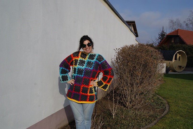 Häkelpulli GRANNYRAINBOW (Gr. S - XL)